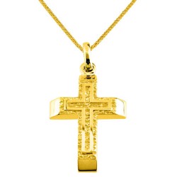 Χρυσός βαπτιστικός σταυρός Κ14 με αλυσίδα